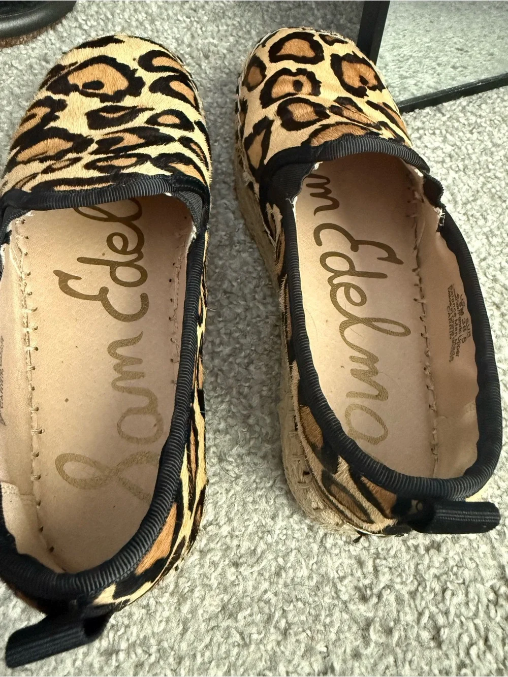 Sam Edelman Carrin Calf Hair Platform Slip On Espadrilles Leopard Print Size 6.5